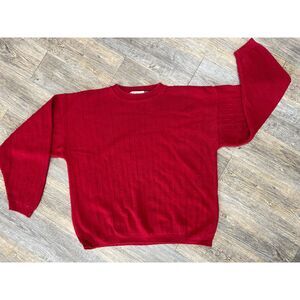 VTG Bill Blass Red Crewneck Knit Sweater Mens Large